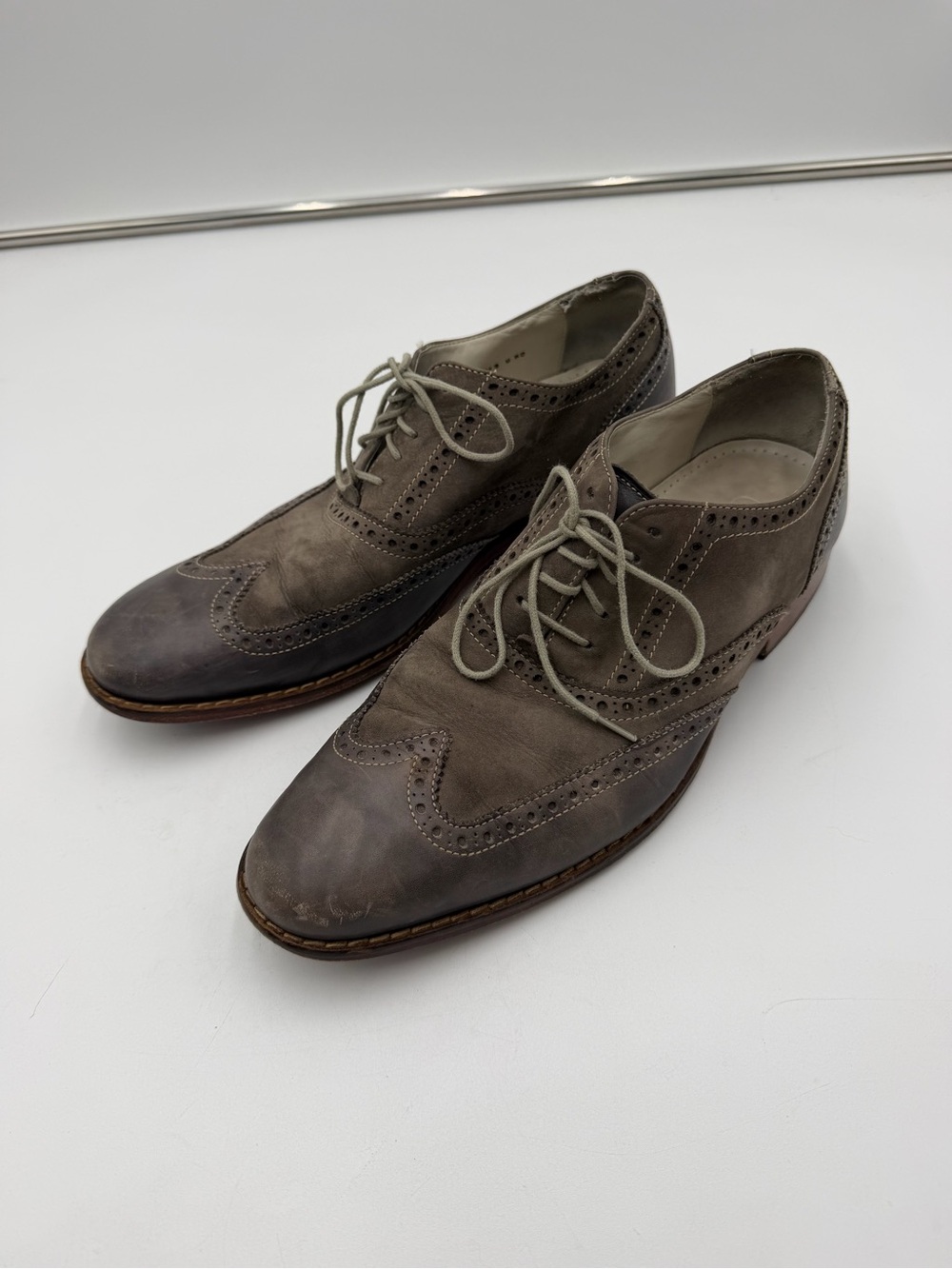 Cole Haan Grey Leather Wing Tip Oxford / Dress Shoes Mens Size 9.5 M